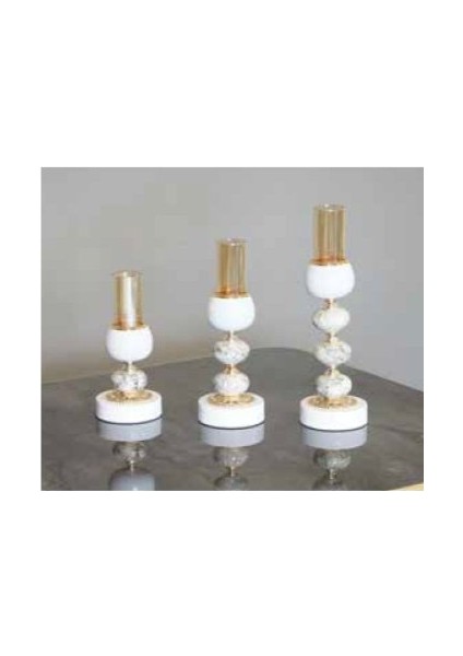 Mim Beyaz 3 ' Lü Şamdan