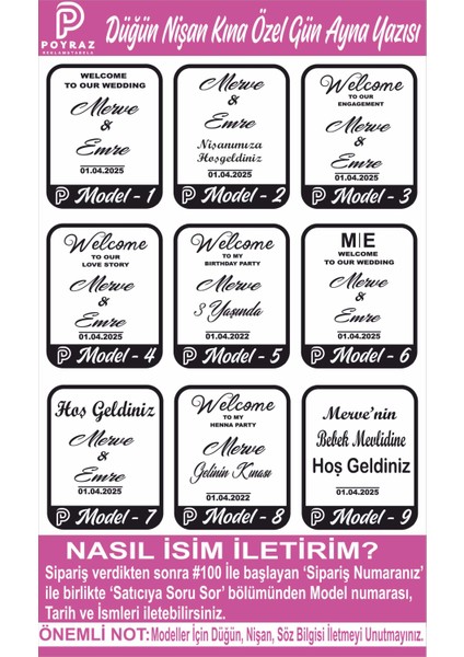 Beyaz Düğün Nişan Söz Kına Doğum Günü Ayna Yazısı 40CM Organizasyon Sticker fiyatları