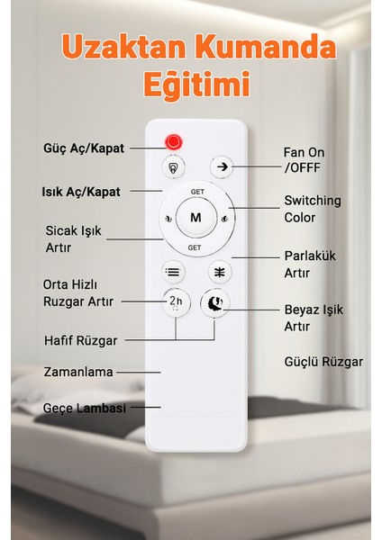 Fanlı Tavan Lambası 42cm Uzaktan Kumanda 3 Renk Ayarlı fırsatları