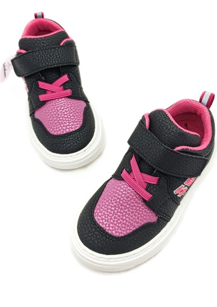 Şiringenç Siyah Fuşya Renk Ortopedik Kız Çocuk Spor Ayakkabı