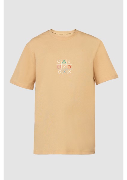 Xox Baskılı %100 Pamuk Bisiklet Yaka Basic T-Shirt