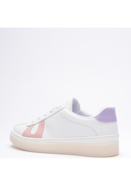 Kadın Hakiki Deri Beyaz Pudra Lila Spor Ayakkabı Sneakers Casper indirimleri