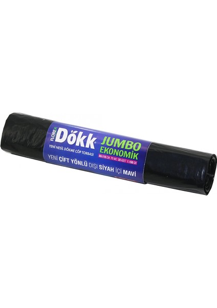 9 Adet FLOREX-619 Dökk Eco Jumbo Çift Yönlü 20PCS 80X110CM Çöp Torbası (4887)