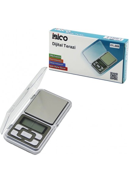 MİNİ=6X12CM Hassas Tartı - Terazi 300GR/0.01GR Şeffaf Pls.kapaklı - Pilli= 2pcs Ince (4887)