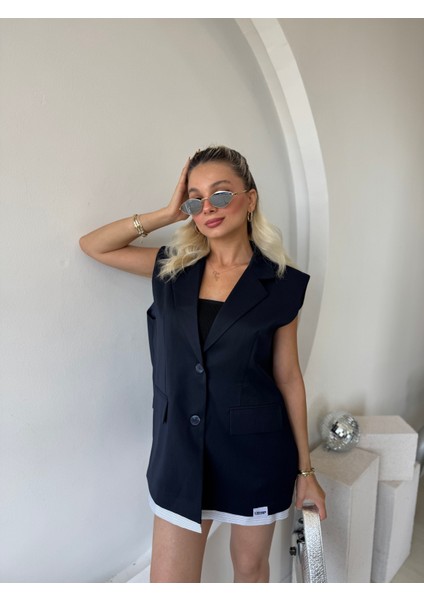 Lacivert Oversize Astarlı Yelek fiyatları