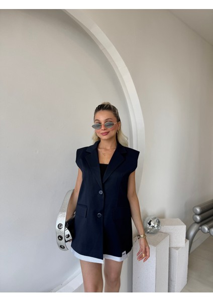 Lacivert Oversize Astarlı Yelek modelleri