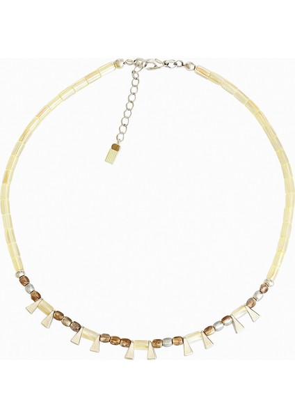 Kristal Taşlı Antik Gümüş Kaplama Kadın Kolye