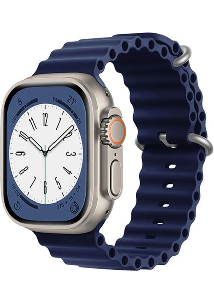 Apple Watch Se 3 44MM ile Uyumlu Oluklu Ocean Silikon Kordon Kayış - FC007