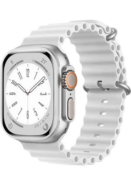 Apple Watch 11 46MM ile Uyumlu Oluklu Ocean Silikon Kordon Kayış - FC007