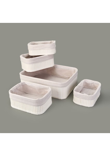 Living 5'li Çok Amaçlı Dekoratif Sepet - Beyaz / Gri fiyatları