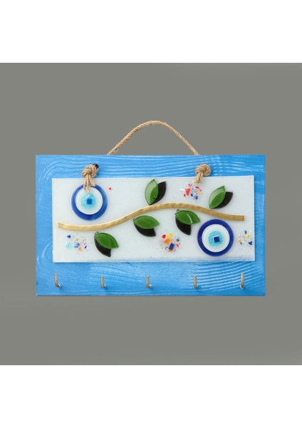 Deco Zeytin Anahtar Askısı - Mavi - 25 cm