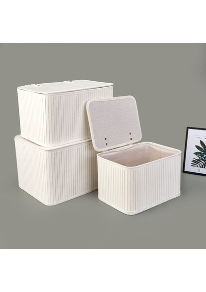 Living 3'lü Çok Amaçlı Kapaklı Dekoratif Sepet - Beyaz modelleri