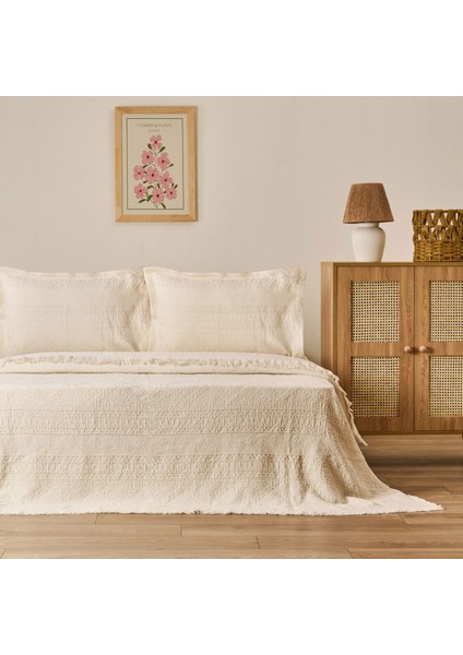 Soft Salhi Çift Kişilik Yatak Örtüsü Seti - Krem - 230X240 cm