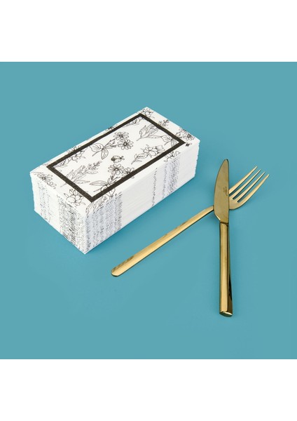 Kitchen 25'li Çiçek Desen Peçete - Beyaz - 16X8 cm modelleri