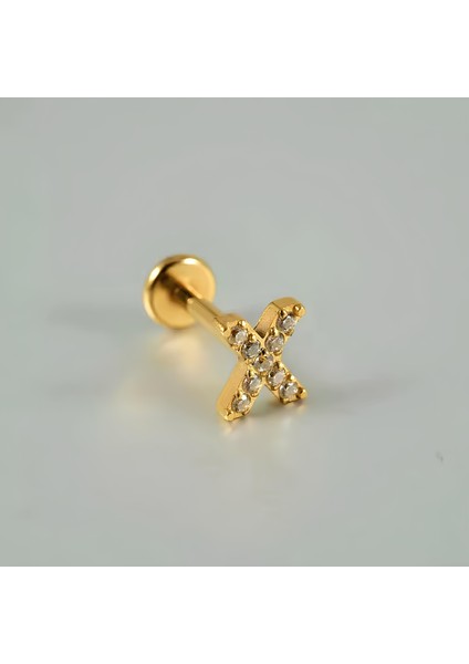 F136 Titanyum Zirkon Taşlı x Piercing - Tragus Helix Lobe Labret