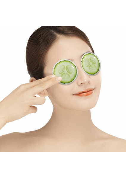 Salatalık Desenli Soğuk Sıcak Jel Göz Maskesi Buz Rahatlatıcı Kozmetik Yüz Yogası 2'li Maske
