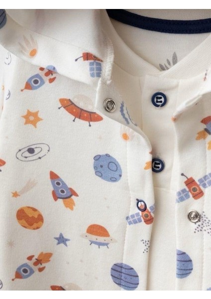 3’lü Organik Uzay Desenli Bebek Eşofman Takımı fırsatları