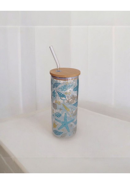 Bambu Kapaklı Cam Pipetli Kupa 650 ml | M2 modelleri