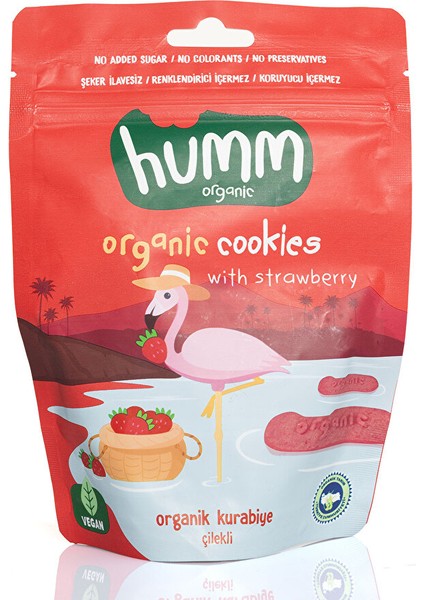 Organik Vegan Çilek Kurabiye 55 gr 1 Adet