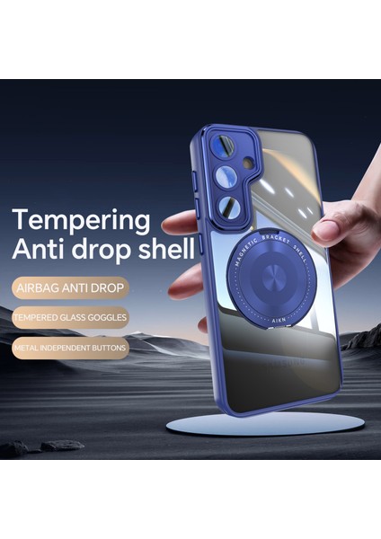Samsung Galaxy S25 Için Hibrit Pc + Tpu Kasa, Manyetik Braket Mavi (Yurt Dışından) modelleri