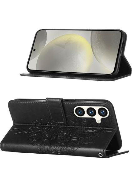 Samsung Galaxy S25 Için Kelebek Desenli Pu Deri Cüzdanlı Ayaklık Kılıf, El Kayışı Içerir Siyah (Yurt Dışından) fırsatları