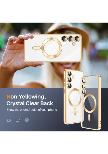 Samsung Galaxy S25+ Için Manyetik Şeffaf Telefon Kılıfı, Lens Koruma Kapağı Altın (Yurt Dışından) fiyatları