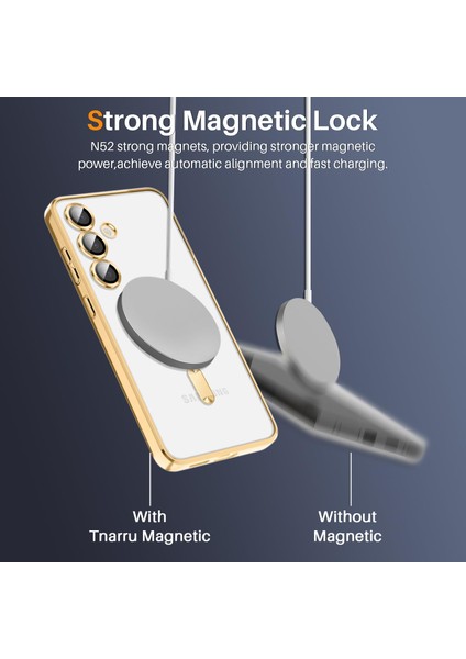 Samsung Galaxy S25+ Için Manyetik Şeffaf Telefon Kılıfı, Lens Koruma Kapağı Altın (Yurt Dışından) modelleri