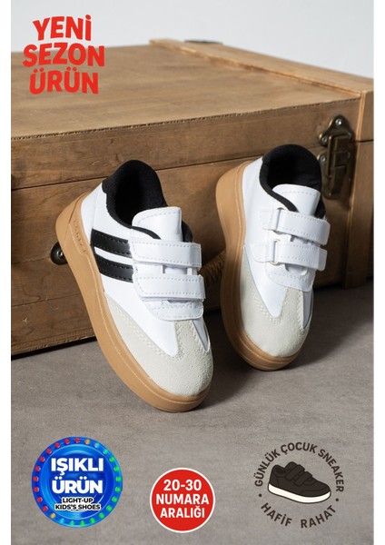 Unisex Erkek - Kız - Çocuk Bebek Işıklı Cırtlı Okul Ayakkabısı Sneaker Çocuk Spor Ayakkabı