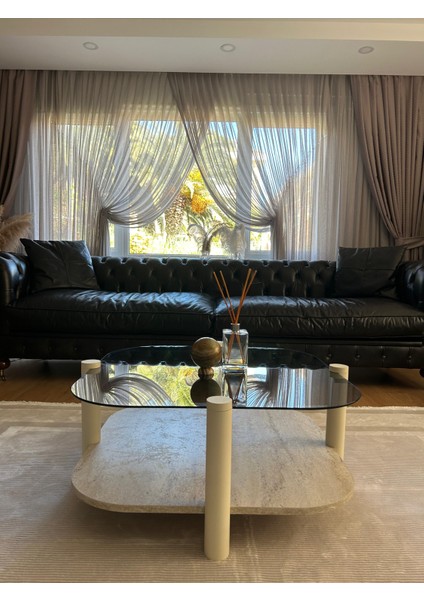 Rudder Modern Orta Sehpa Bohem Temperli Camlı Metal Ayaklı 80 x 80 Tabla 36 cm Yükseklik Demonte fiyatları