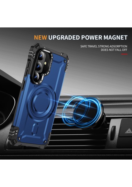 Samsung Galaxy S25+ Için Manyetik Sağlam Telefon Kılıfı, Dahili Kamera Halkalı Ayaklık Mavi (Yurt Dışından) modelleri