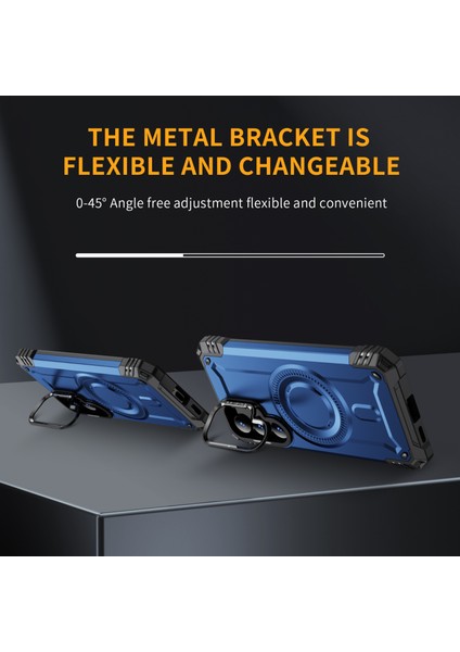 Samsung Galaxy S25+ Için Manyetik Sağlam Telefon Kılıfı, Dahili Kamera Halkalı Ayaklık Mavi (Yurt Dışından) indirimleri