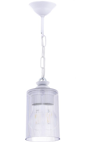 Lina Camlı Tekli Sarkıt Avize – Beyaz Gövde, Şeffaf Camlı, Modern Metal Tasarım fiyatları