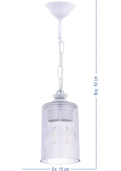 Lina Camlı Tekli Sarkıt Avize – Beyaz Gövde, Şeffaf Camlı, Modern Metal Tasarım modelleri