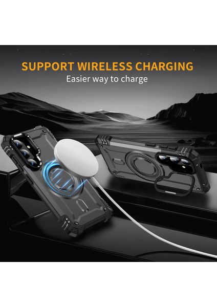 Samsung Galaxy S25+ Için Manyetik Sağlam Telefon Kılıfı, Dahili Kamera Halkalı Ayaklık Gri (Yurt Dışından) fırsatları