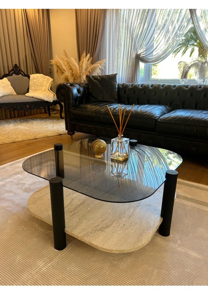 Rudder Modern Orta Sehpa Bohem Temperli Camlı Metal Ayaklı 80 x 80 Tabla 36 cm Yükseklik Demonte fiyatları