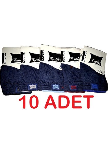 Erkek Penye Düz Boxer-10 Adet-Lacivert