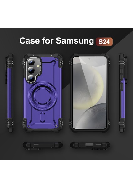 Samsung Galaxy S25 Için Manyetik Sağlam Telefon Kılıfı, Dahili Kamera Halkalı Ayaklık Mor (Yurt Dışından) indirimleri