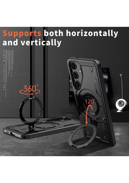 Samsung Galaxy S25+ Için Manyetik Çift Katmanlı Telefon Kılıfı, Metal Halkalı Ayaklık Içerir Siyah (Yurt Dışından) indirimleri