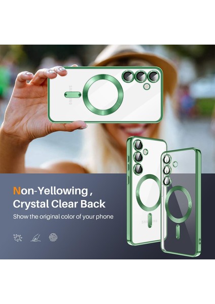 Samsung Galaxy S24 Fe Için Manyetik Şeffaf Telefon Kılıfı, Lens Koruma Kapağı Koyu Yeşil (Yurt Dışından) fiyatları