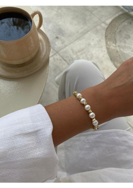 Xuping 14K Incili Küp Model Gold Bileklik