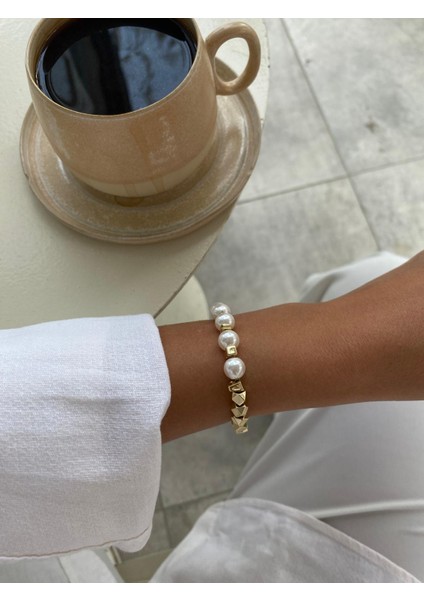 Xuping 14K Incili Küp Model Gold Bileklik