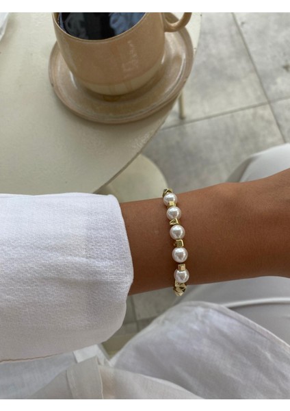 Xuping 14K Incili Küp Model Gold Bileklik