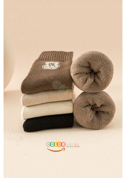 5 Çift Havlu Teddy Desenli Kışlık Kadın Çorap (Isı Emici) modelleri