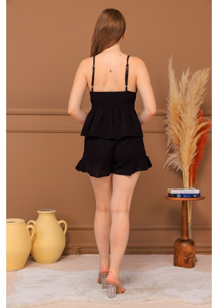 %100 Pamuk Müslin Askılı Büstiyer Şort Takım modelleri