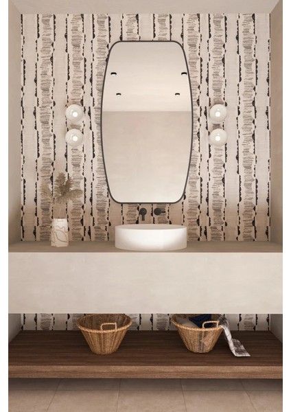 Fawdecor Berlin Asimetrik Ahşap Çerçeveli Duvar Aynası – Modern Stil, Estetik Ev Dekoru, Banyo ve Iç Mekan Tasarımı