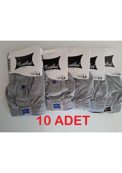 Erkek Penye Düz Boxer-10 Adet-Gri