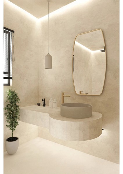 Fawdecor Berlin Asimetrik Ahşap Çerçeveli Duvar Aynası – Modern Stil, Estetik Ev Dekoru, Banyo ve Iç Mekan Tasarımı indirimleri
