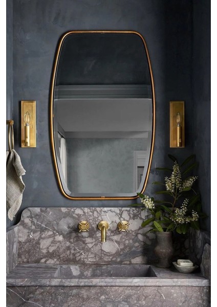 Fawdecor Berlin Asimetrik Ahşap Çerçeveli Duvar Aynası – Modern Stil, Estetik Ev Dekoru, Banyo ve Iç Mekan Tasarımı