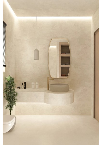 Fawdecor Berlin Asimetrik Ahşap Çerçeveli Duvar Aynası – Modern Stil, Estetik Ev Dekoru, Banyo ve Iç Mekan Tasarımı