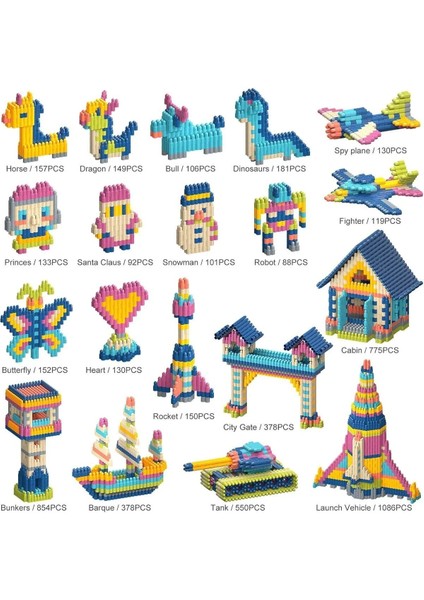Constructo Stem Eğitici Oyuncak Yapı Oyuncağı Montessori Zeka Oyunu Yapı Taşları Seti 100 Parça modelleri